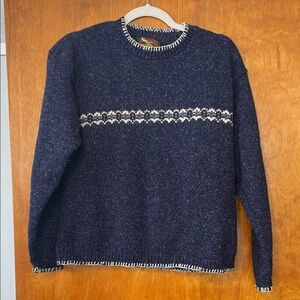 Elegant Navy Sweater with White Accents